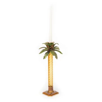 Kiana Palm Leaf Jeweled Glass Candlestick
