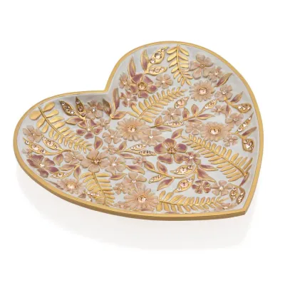 Aria Pink Floral Heart Trinket Tray