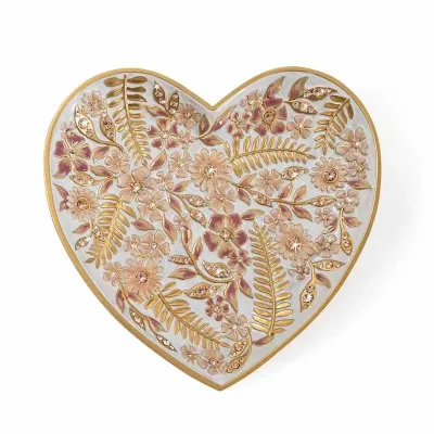 Aria Pink Floral Heart Trinket Tray