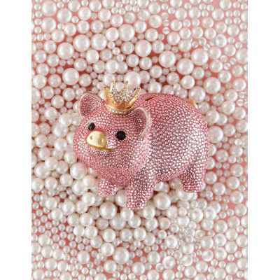 Pave Piggy Bank With Crown (Special Order)