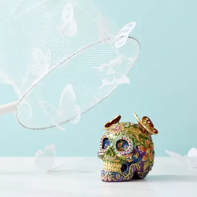 Skull with Butterflies Box