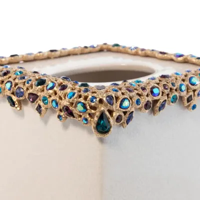 Emerson Bejeweled Tissue Box Peacock