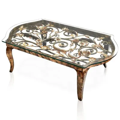 Everett Golden Floral & Scroll Coffee Table