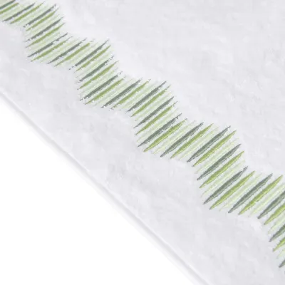 Amsterdam White/Green Embroidered Bath Towels