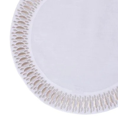 Bali White Linen/Silver Embroidered Table Linens