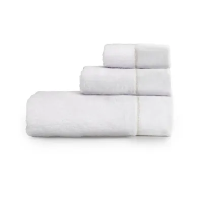 Himalaya White/Silver Embroidered Bath Towels