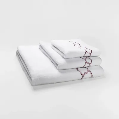 Tivoli White/Pink Embroidered Bath Towels
