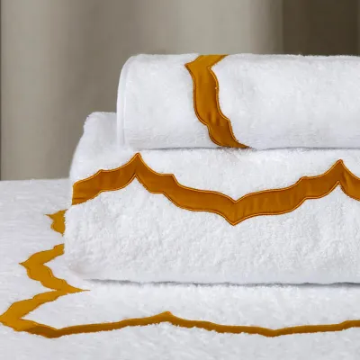Venezia White/Orange Embroidered Bath Towels