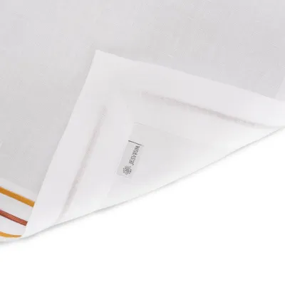 Namaste White/Mustard-Rust Embroidered Table Linens