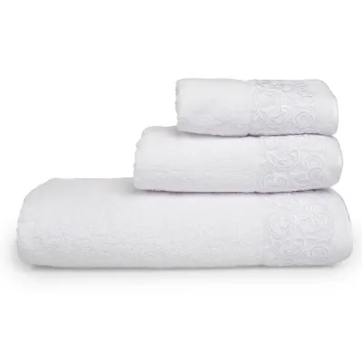 Olimpia White Terry/White Lace Bath Towels
