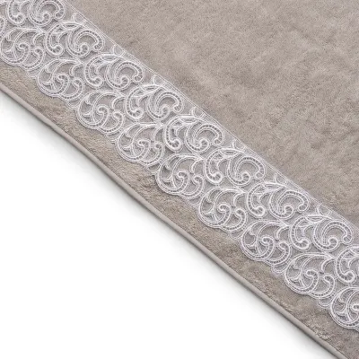 Olimpia Grey Terry/White Lace Bath Towels
