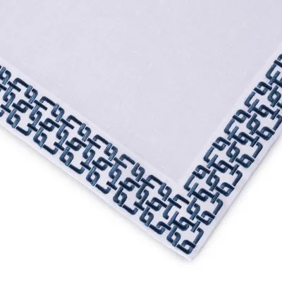 J Dream 16" x 20" Rect Placemat - White Linen/Blue Embroidery