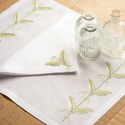 Plumes Embroidered Table Linens