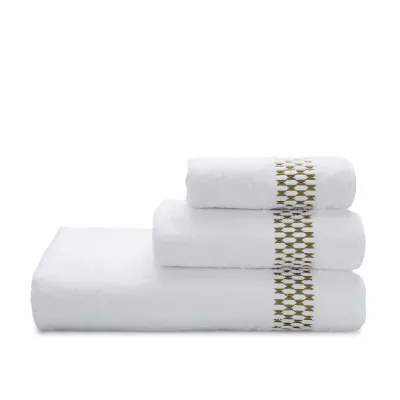 Smock White/Olive Embroidered Bath Towels