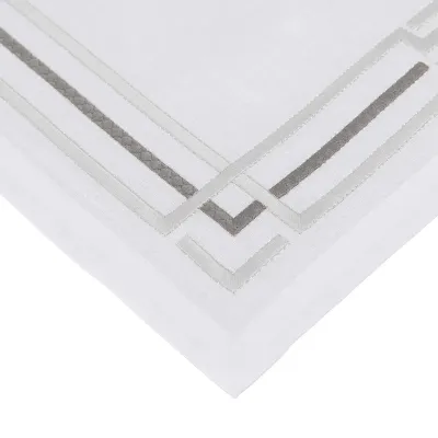 Tibet 16" x 20" Rect Placemat - White Linen/Grey Embroidery