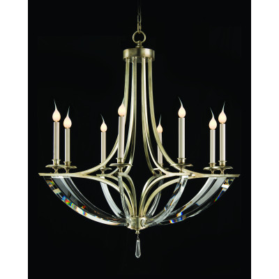 Bent-Crystal Eight-Light Chandelier