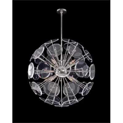 Genesis: Acrylic Sphere Ten-Light Pendant in Polished Nickel