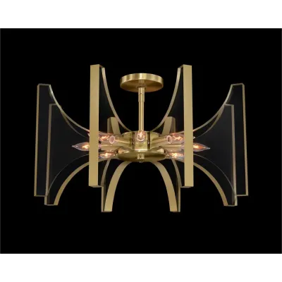 Genesis: Acrylic and Antique Brass Eight-Light Semiflush