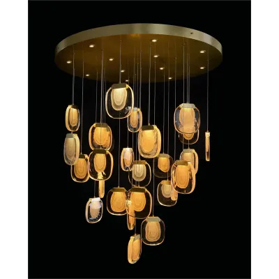 Bansho: Layered Glass Thirty-Nine-Light Drop Pendant Chandelier