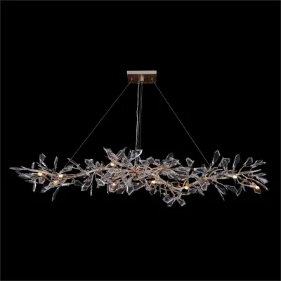 Kotta Fourteen-Light Cut-Crystal Oblong Chandelier 20"H X 65"W X 30"D