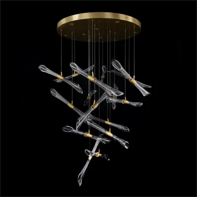 Rhapsody Fluted and Seeded Glass Tubes Chandelier 32"H X 40"W X 40"D