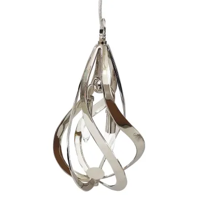 Ribbons of Polished Nickel Two-Light Pendant 17.5"H X 9.5"W X 9.5"D