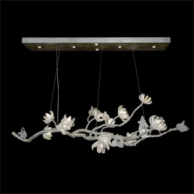 Churippu Magnolia & Tulip Glass Oblong Thirteen Light Chandelier 38"H x 70"W x 41"D