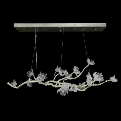 Churippu Magnolia & Tulip Glass Oblong Thirteen Light Chandelier 38"H x 70"W x 41"D