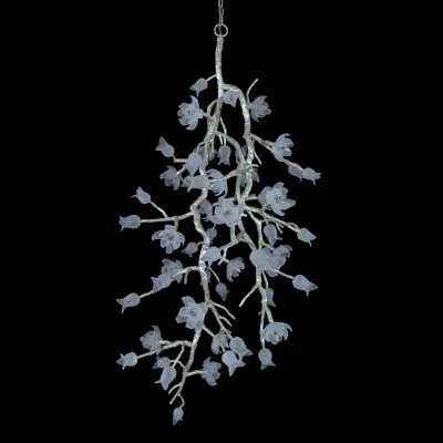 Churippu Magnolia & Tulip Glass Silver Leaf Vertical Twenty-One Light Chandelier