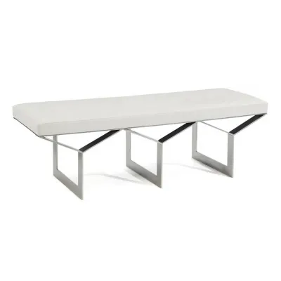 Transvrse Leather Steel Bench