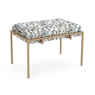 METAL GOLD UPHOLSTERED BENCH