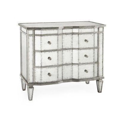 Églomisé Three-Drawer Chest with Silver-Leaf Molding