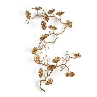 Brass Orchid Wall Sculpture II 29.5"W x 15.5"H x 2"D