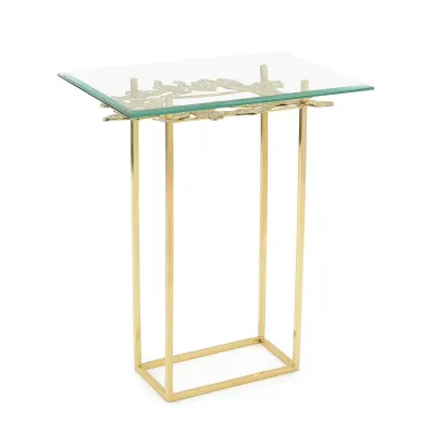 Organic Form Brass and Glass Martini Table