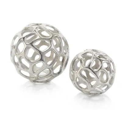 Set of Two Silver Balls with Holes