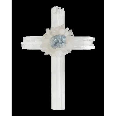 Selenite Cross with Celestite