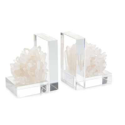 Set of Two Quartz Crystal Bookends