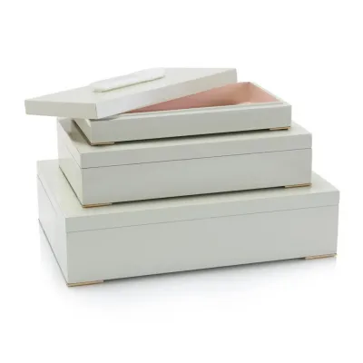 Set of Three Boxes Topped in Selenite