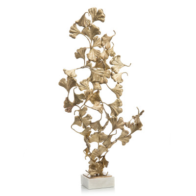 Ginkgo Leaves on White Marble