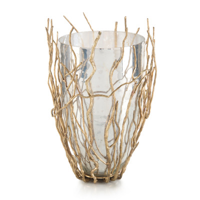 Sapling-Encased Silvered Glass Vase