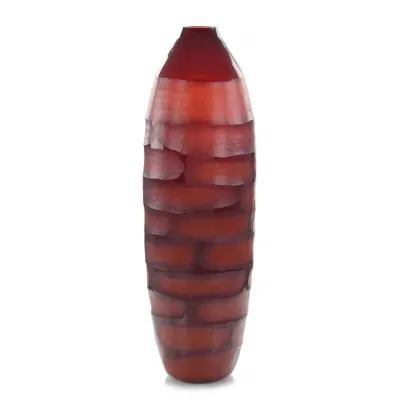 Ruby Red Etched Glass Vase I