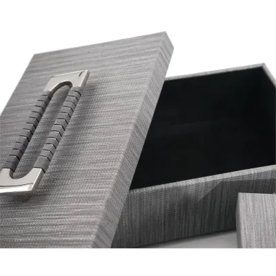 Set of Two Charcoal Confetti Leather Boxes