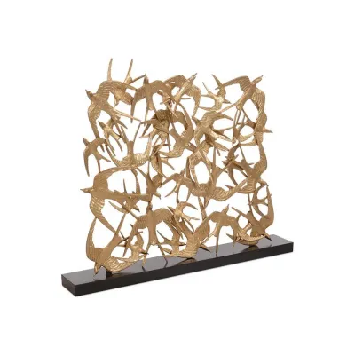 Swallows in Flight Sculpture in Brass
