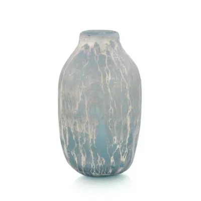 Powder Blue Vase with Silver Overlay