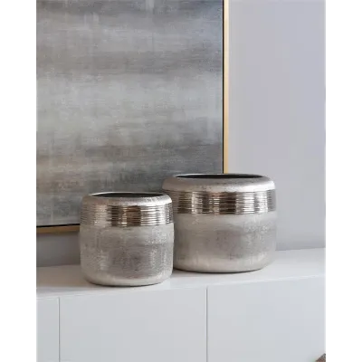 Set of Two Ribbed Jars