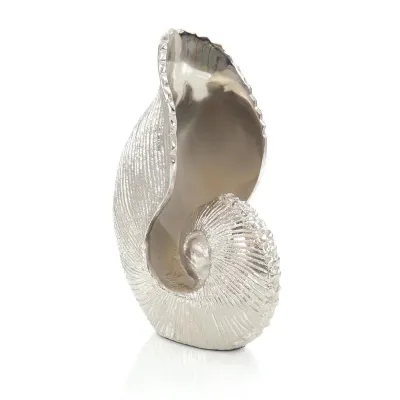 Nautilus Seashell Nickel Sculpture 12"H X 7.75"W X 5"D