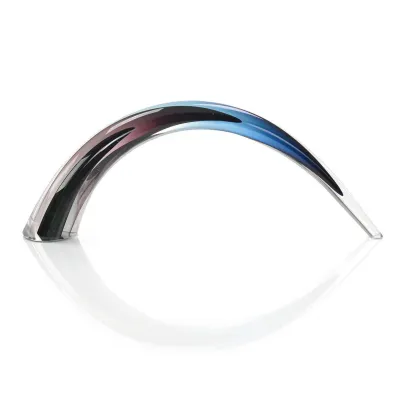Handblown Grey, Violet, and Dark Blue Sculpture I 9.5"H X 24"W X 4"D