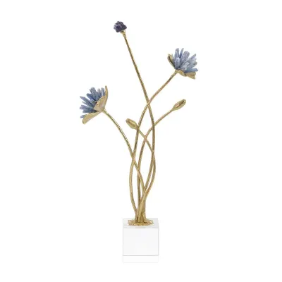 Cyanite Floral Sculpture 20"H X 9.5"W X 3"D