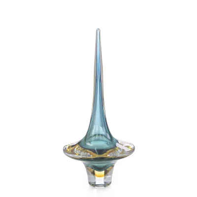 Azure Blue Handblown Glass Sculpture III 15"H X 7.5"W X 7.5"D