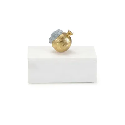 Cyanite Pomegranate And White Marble Box II 6"H x 8.25"W x 4.75"D